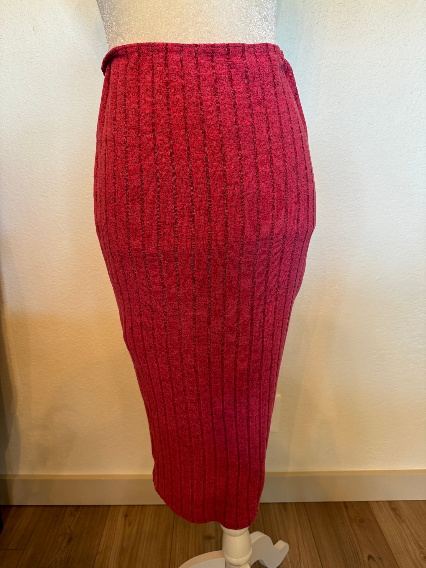 Shein Pink Ribbed Pencil Skirt