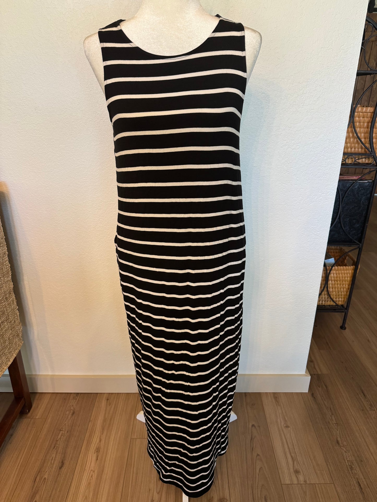 Zenana Black and White Stripe Maxi Dress