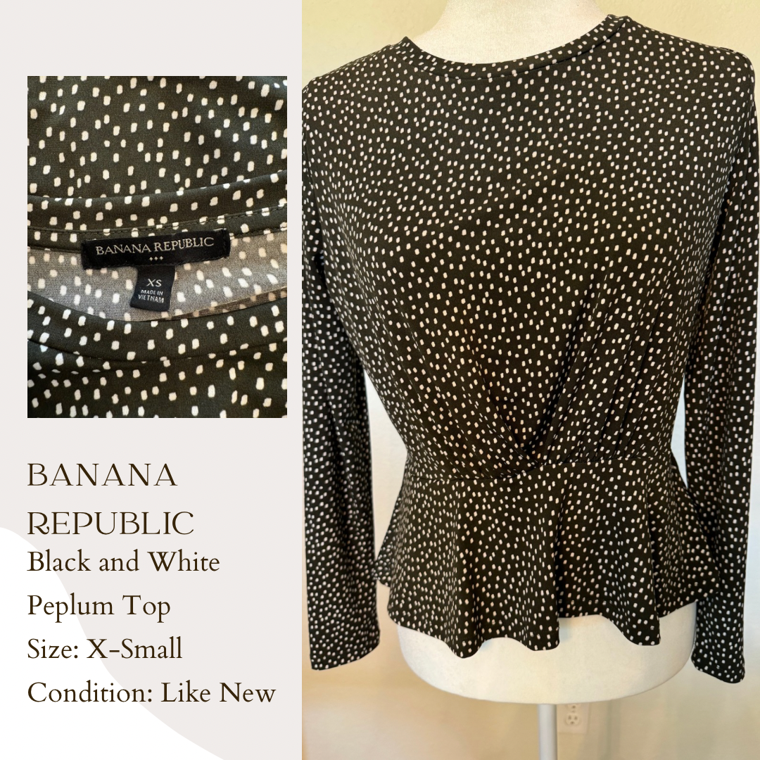 Banana Republic Black and White Peplum Top