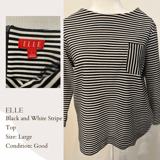 Elle Black and White Stripe Top