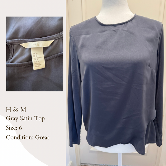 H & M Gray Satin Top