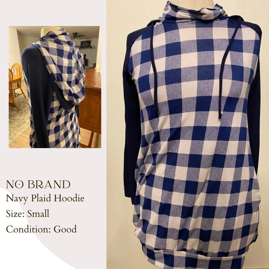 No Brand Navy Plaid Hoodie