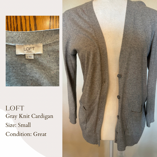 LOFT Gray Knit Cardigan