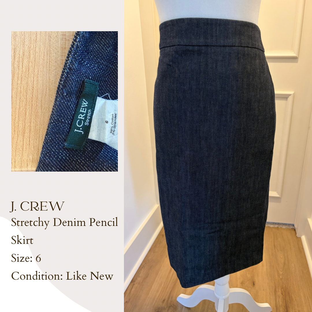 J. Crew Stretchy Denim Pencil Skirt