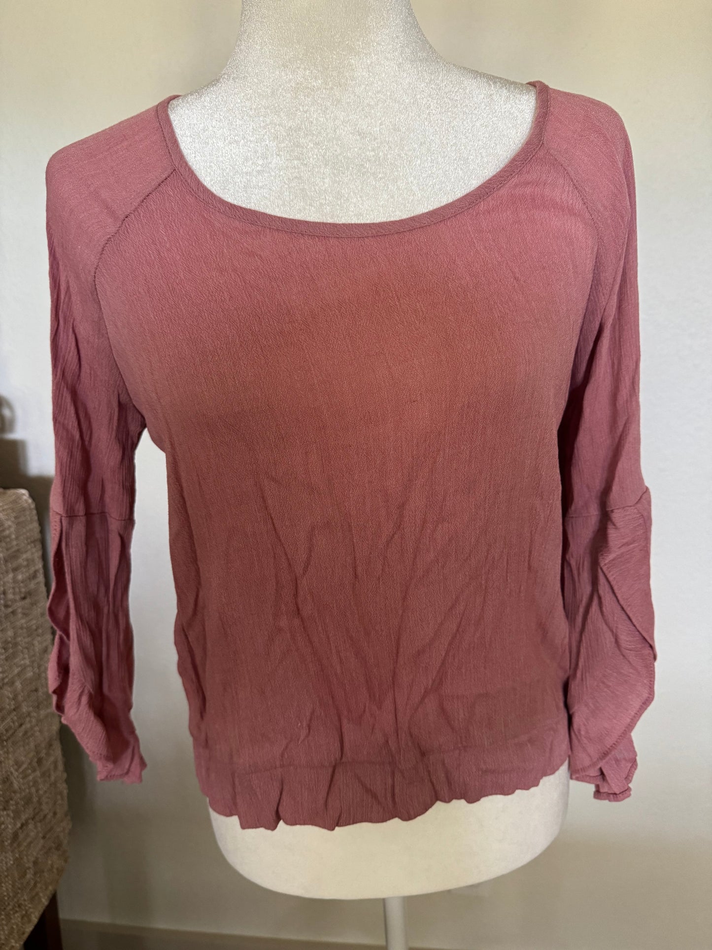 Moa Moa Mauve Top With Ruffle Hem