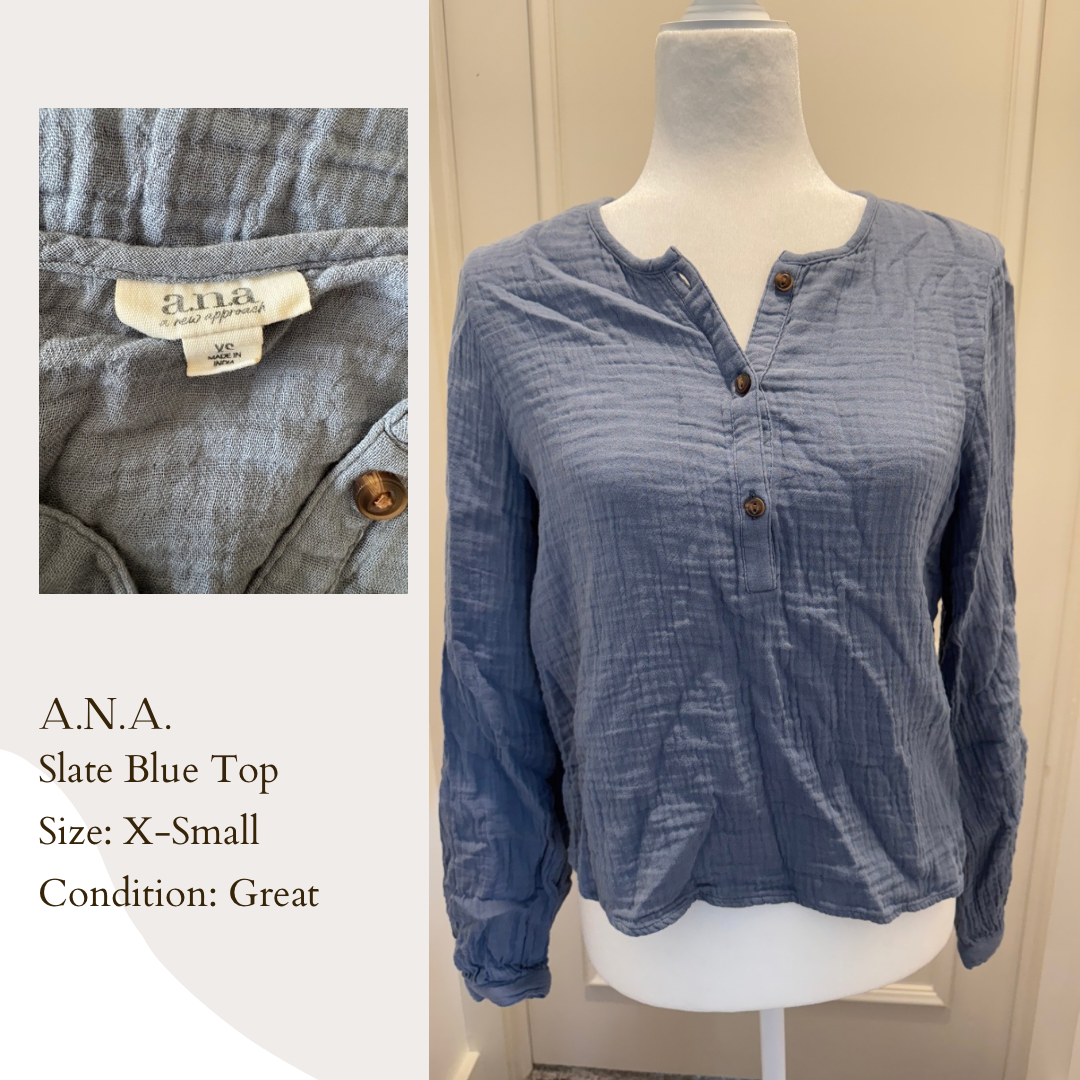 A.N.A. Slate Blue Top