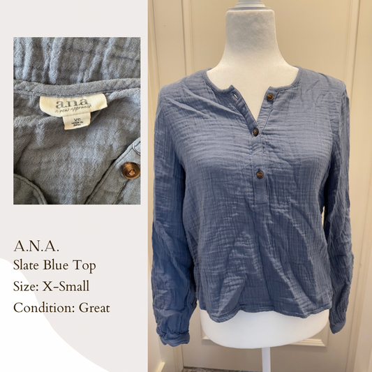 A.N.A. Slate Blue Top