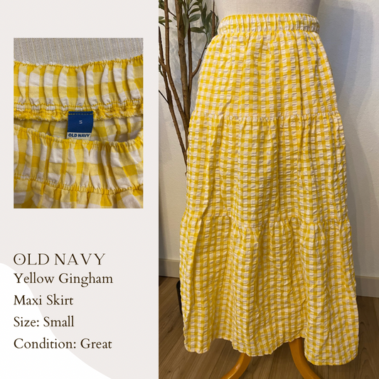 Old Navy Yellow Gingham Maxi Skirt