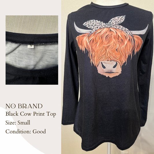 No Brand Black Cow Print Top