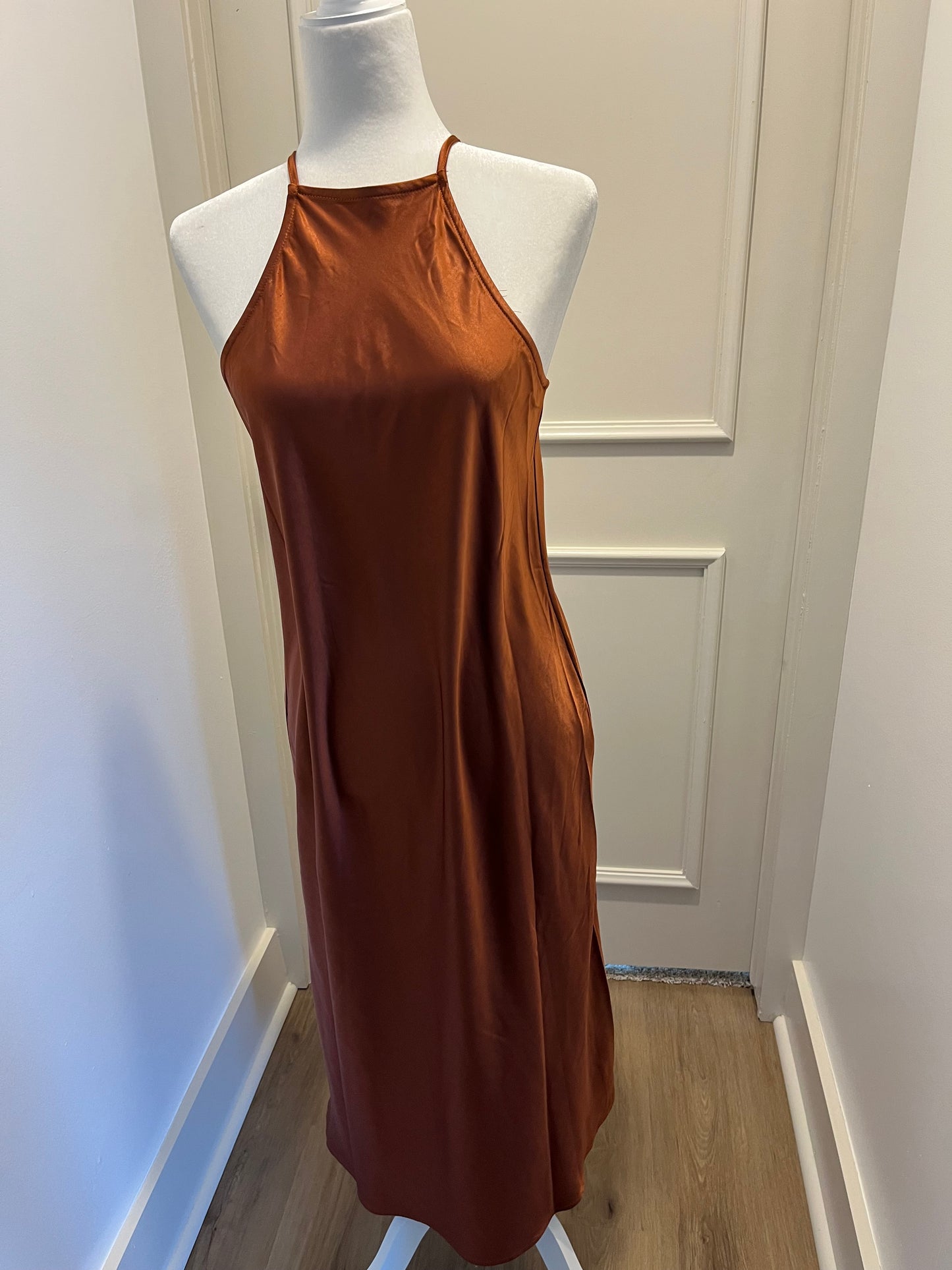 Bohme Rust Satin Slip Dress