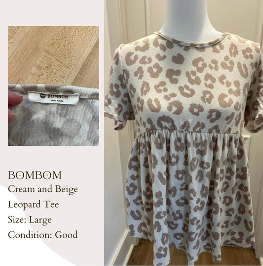 Bombom Cream and Beige Leopard Top
