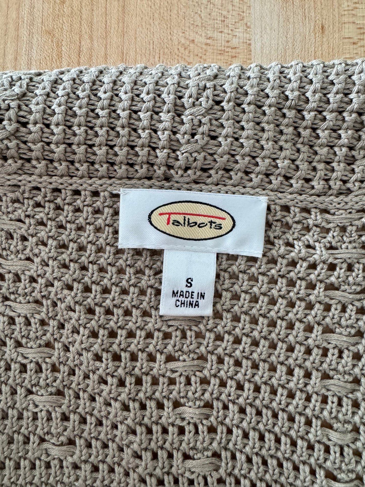 Talbots Beige Crochet Cardigan