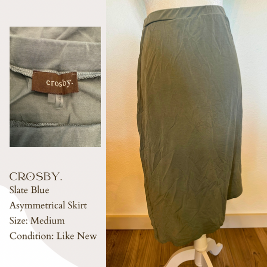 Crosby. Slate Blue Asymmetrical Skirt