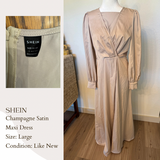 Shein Champagne Satin Maxi Dress