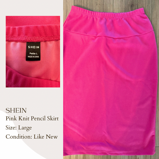 Shein Pink Knit Pencil Skirt