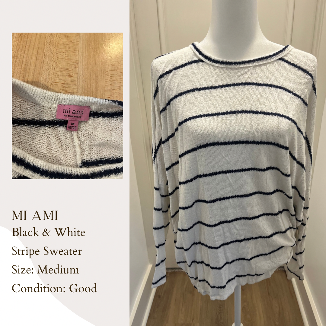 Mi Ami Black & White Stripe Sweater