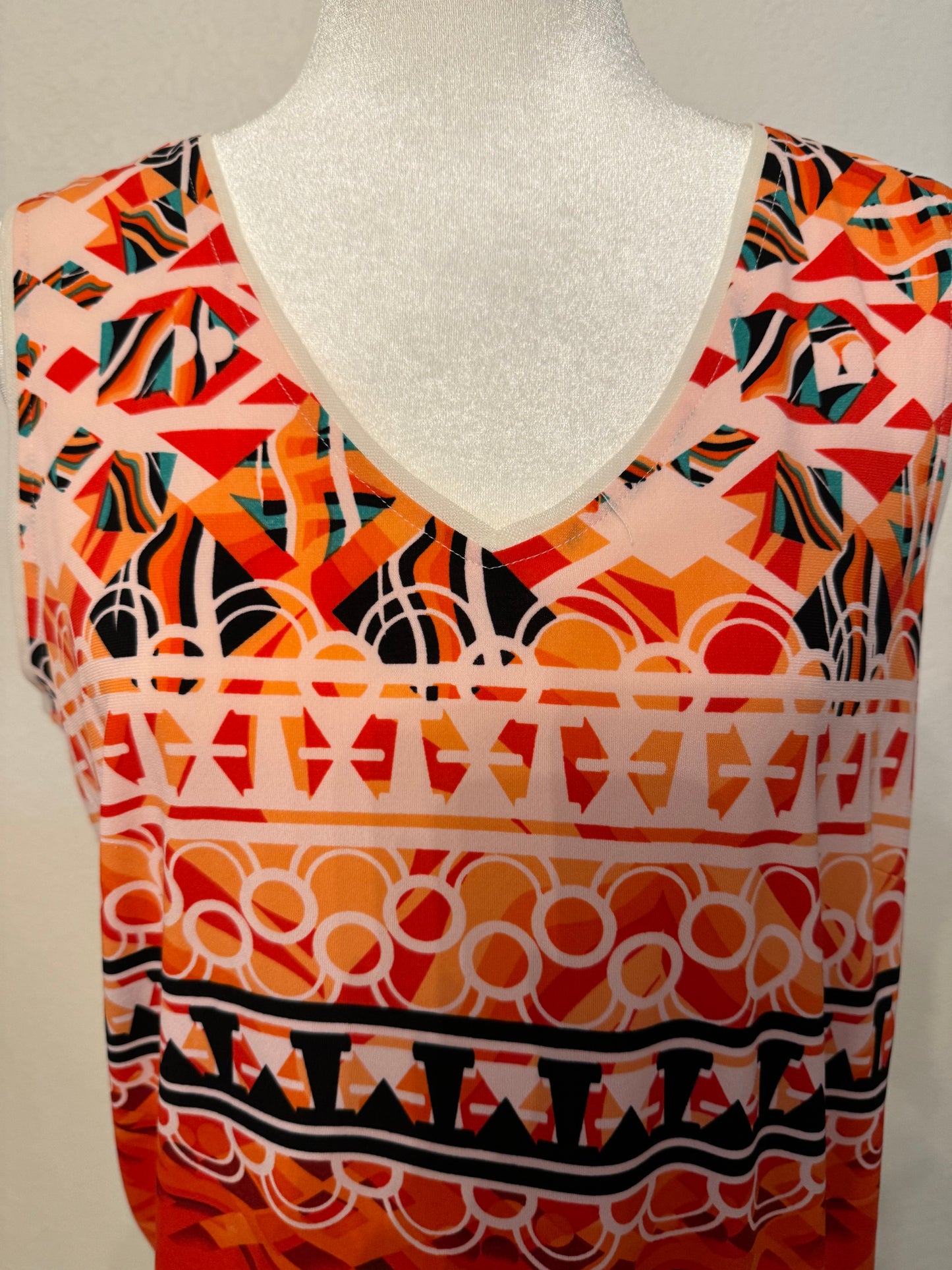 Beige Orange and Black Print Layering Tank