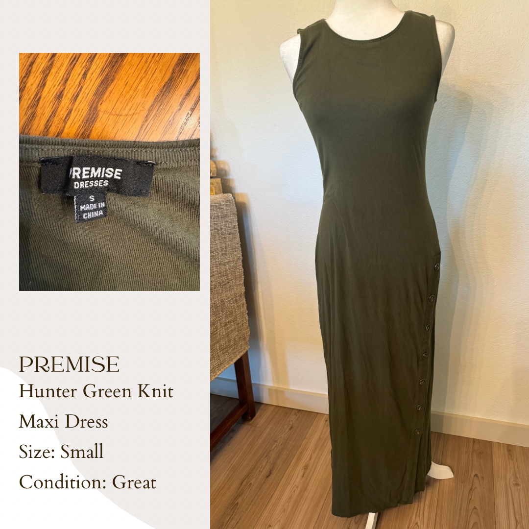 Premise Hunter Green Knit Maxi Dress