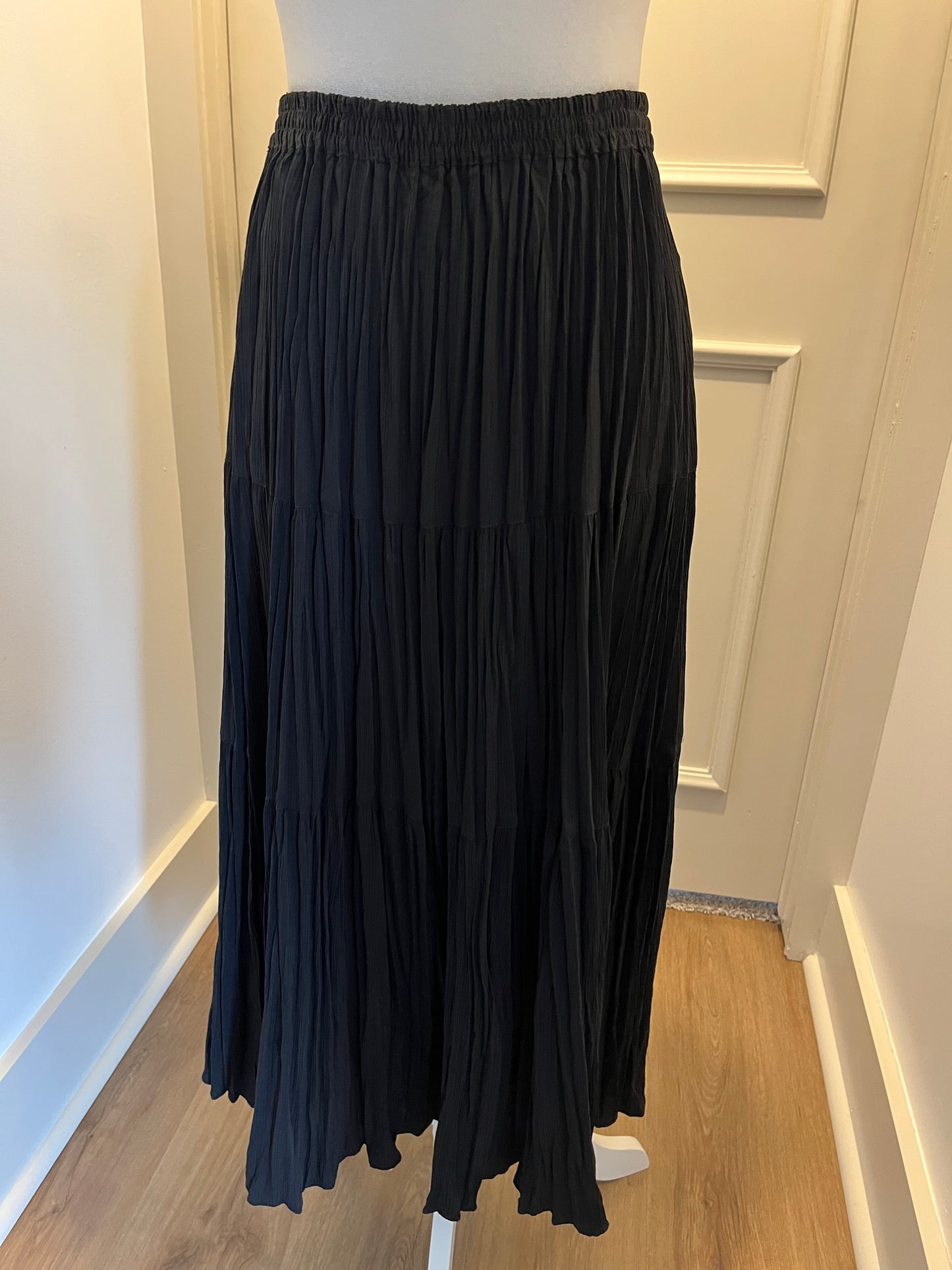 Cattilac Ranch Black Crinkled Maxi Skirt