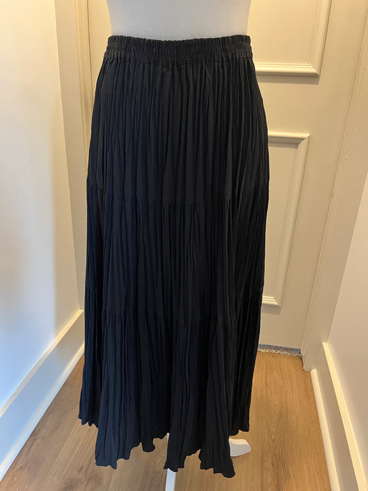 Cattilac Ranch Black Crinkled Maxi Skirt