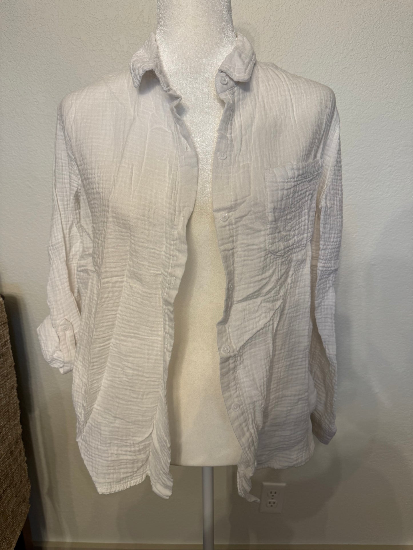 Nine West White Button Front Top