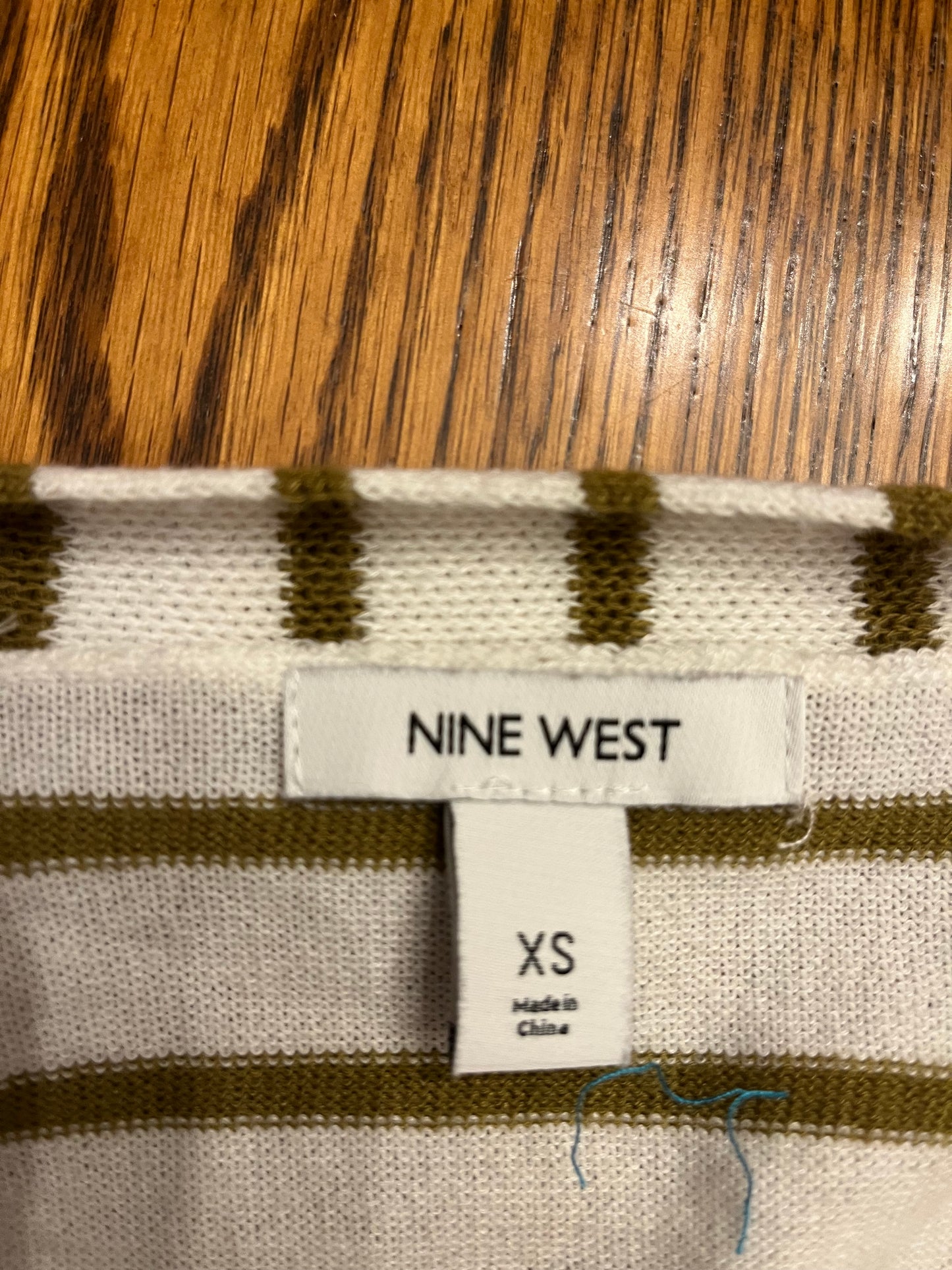 Nine West Olive Green Stripe Cardigan