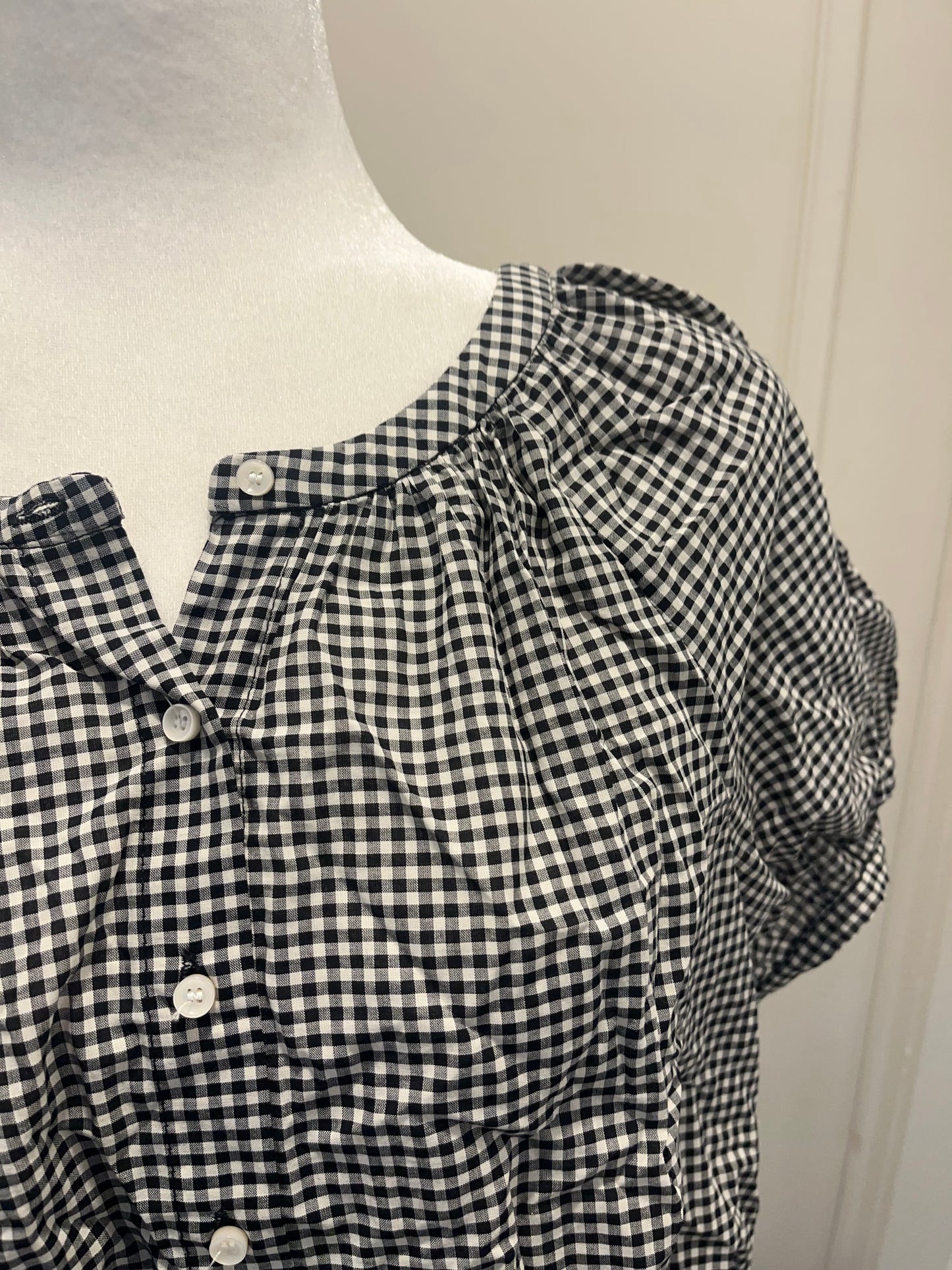 Industry Black Gingham Button Front Top