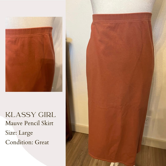 Klassy Girl Mauve Pencil Skirt