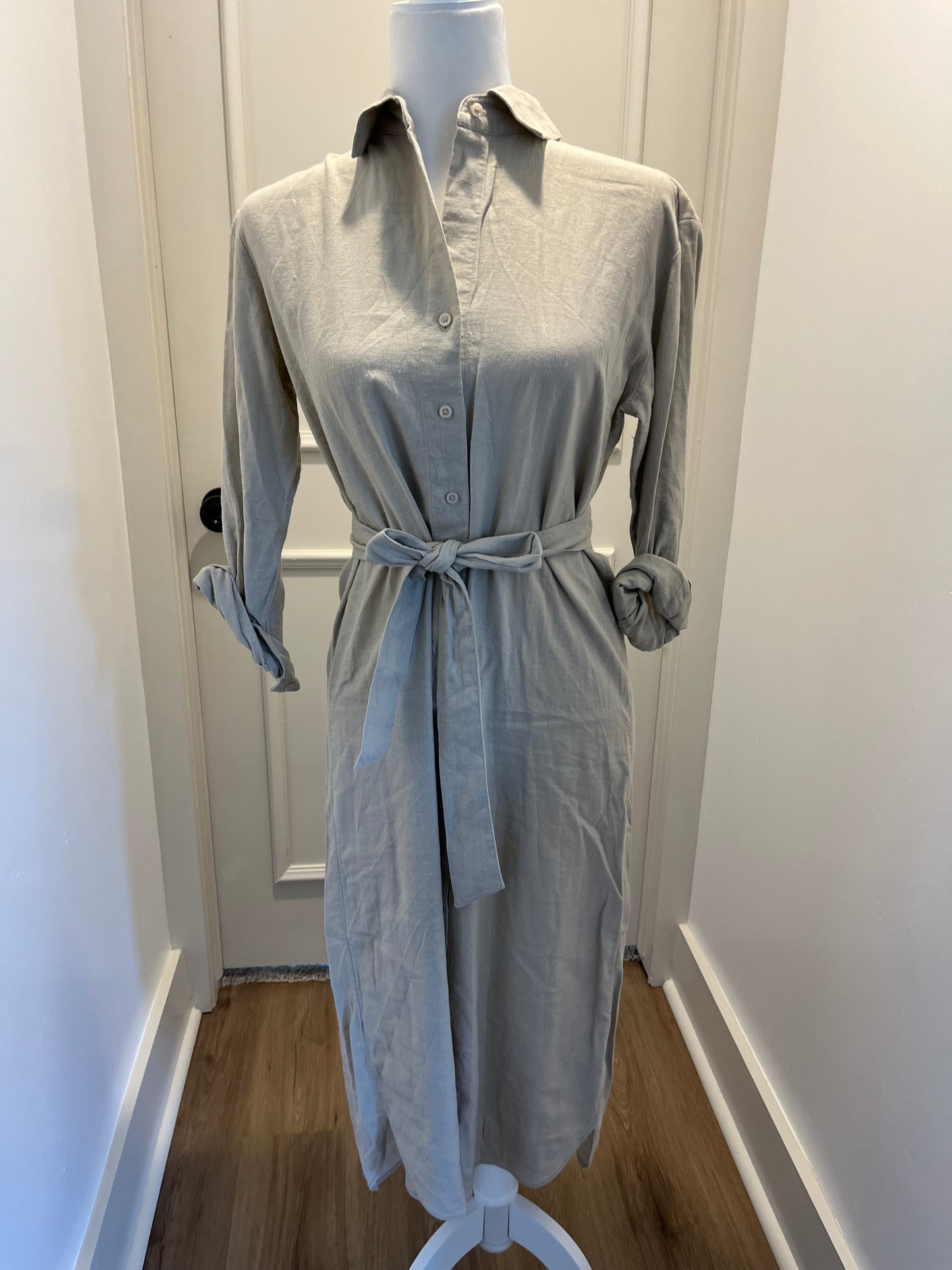 Banana Republic Beige Button Front Midi Dress