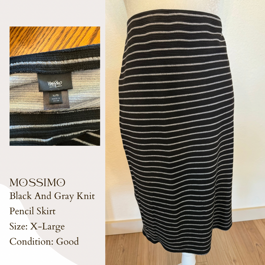 Mossimo Black and Gray Stripe Pencil Skirt