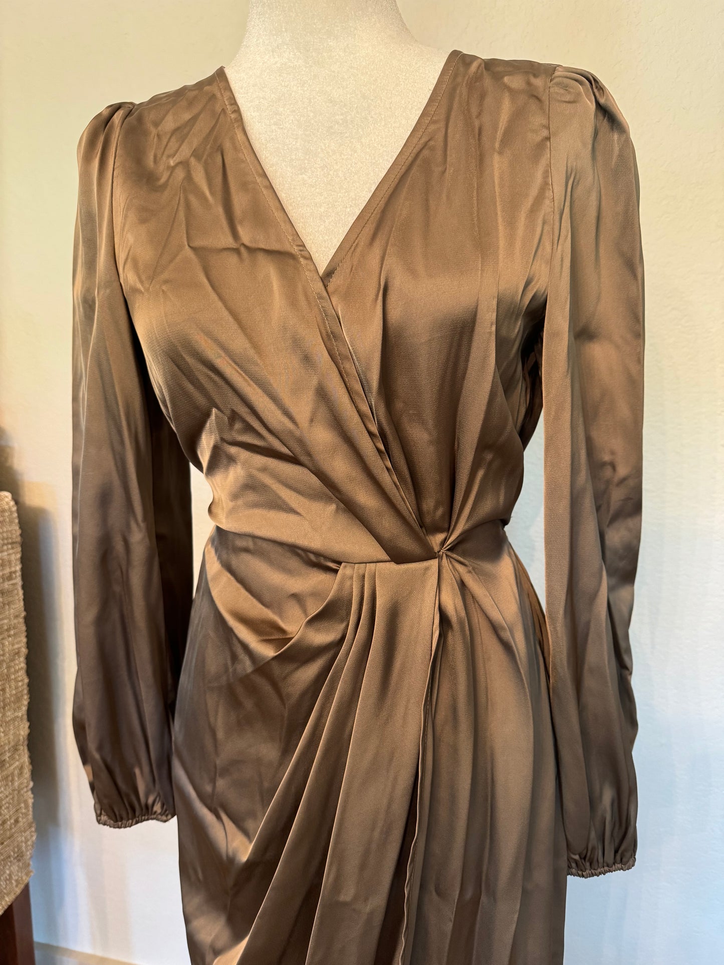 Shein Bronze Satin Maxi Dress