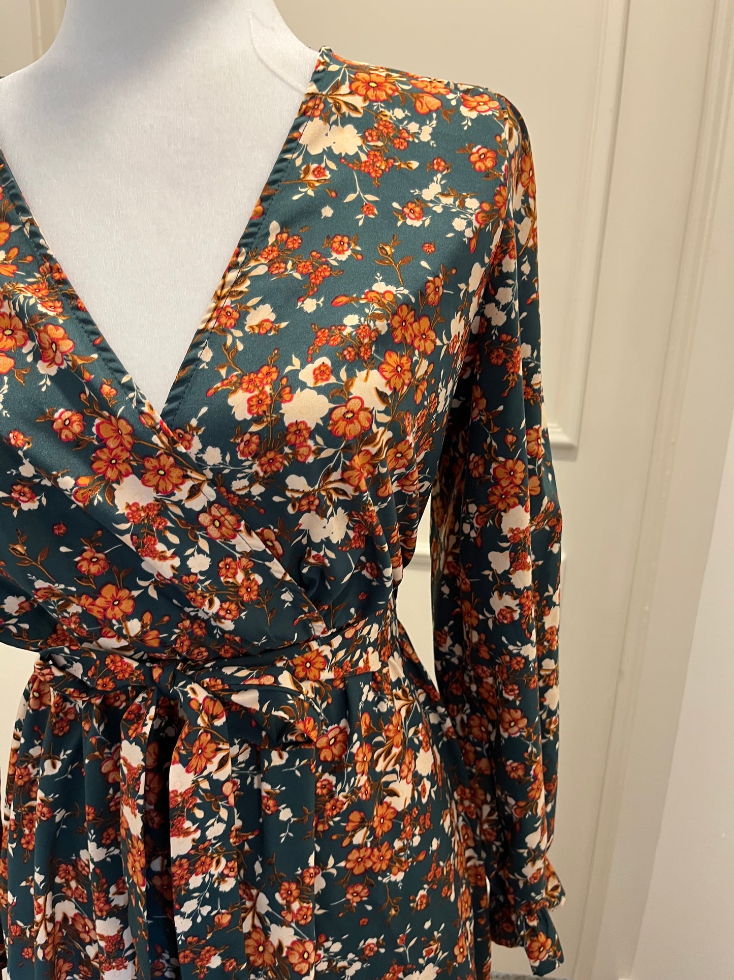 No Brand Dark Blue and Rust Floral Maxi Dress