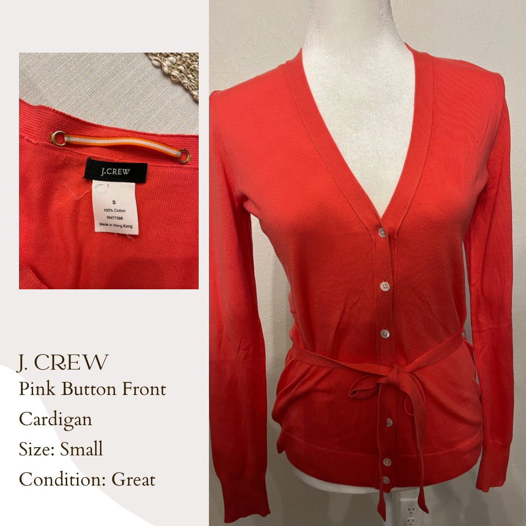 J. Crew Pink Button Front Cardigan