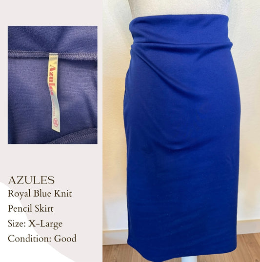 Azules Royal Blue Knit Pencil Skirt