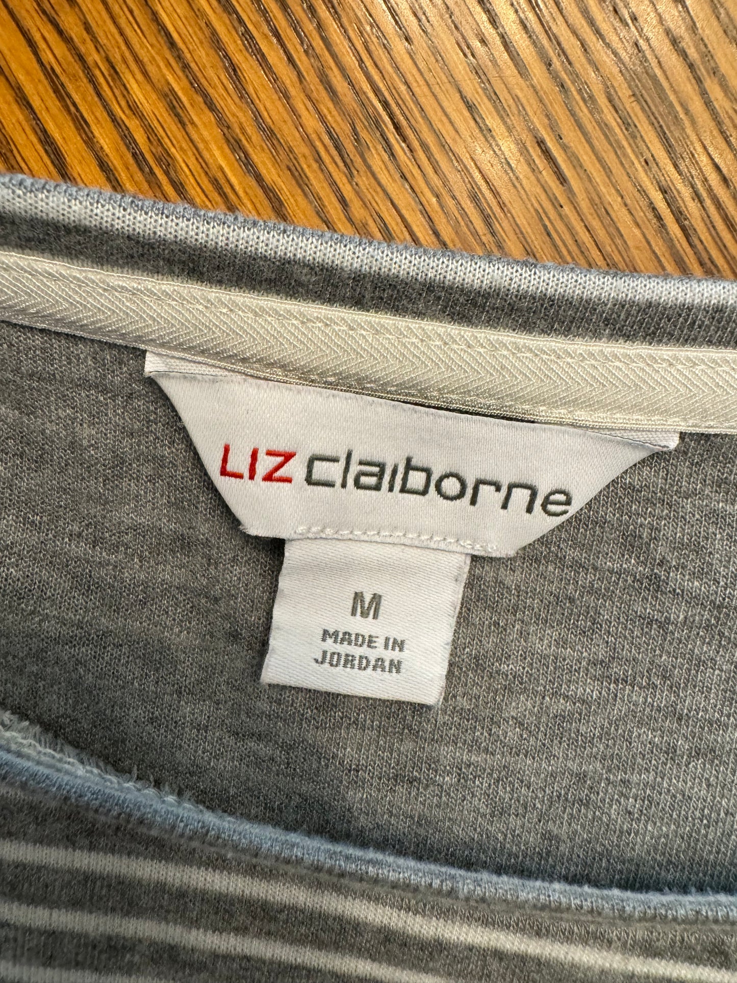 Liz Claiborne Gray Stripe Knit Top