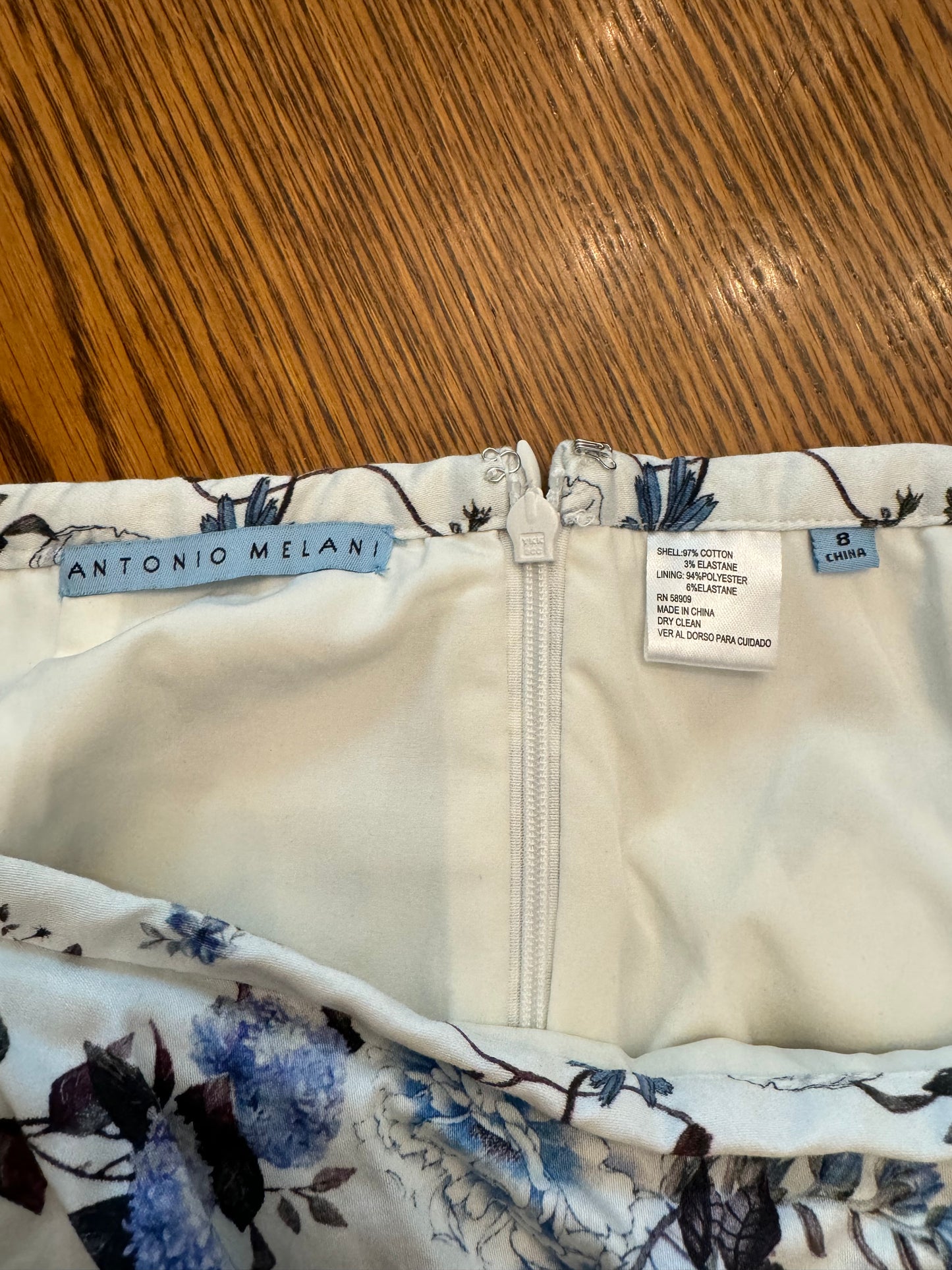 Antonio Melani Blue and White Floral Peplum Skirt