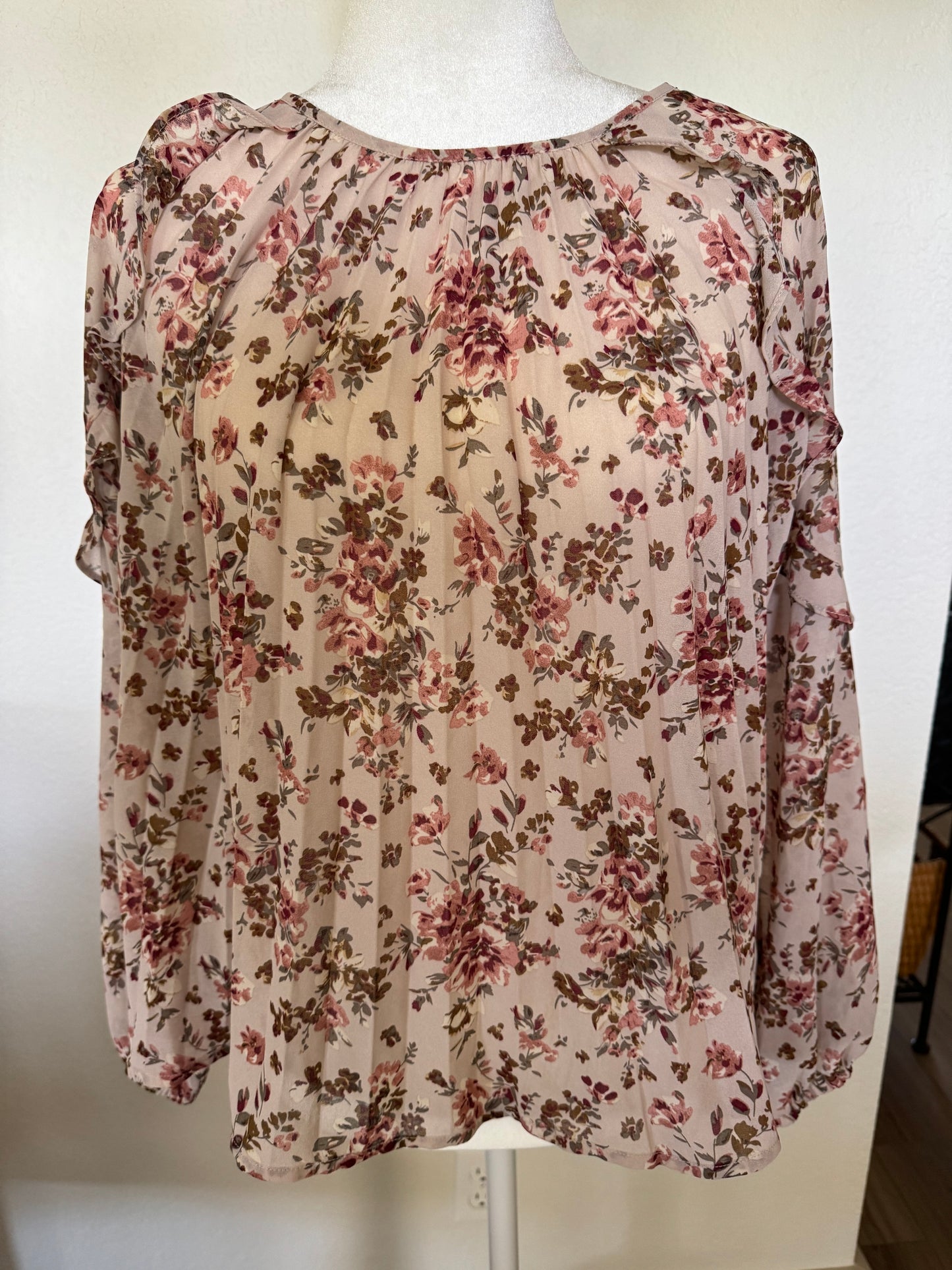 Melloday Dusty Rose and Burgundy Floral Top