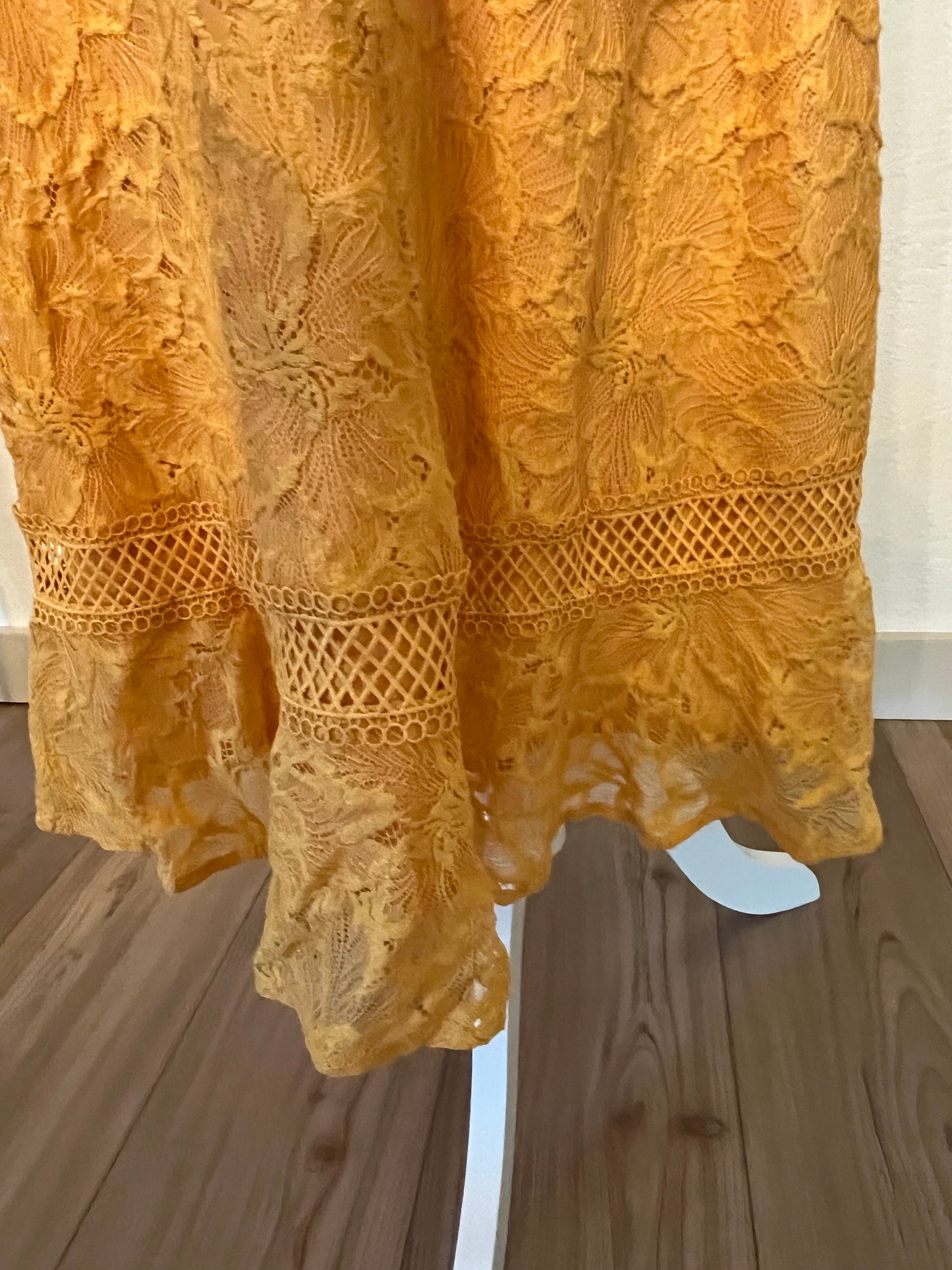 Antonio Melani Mustard Lace Midi Dress