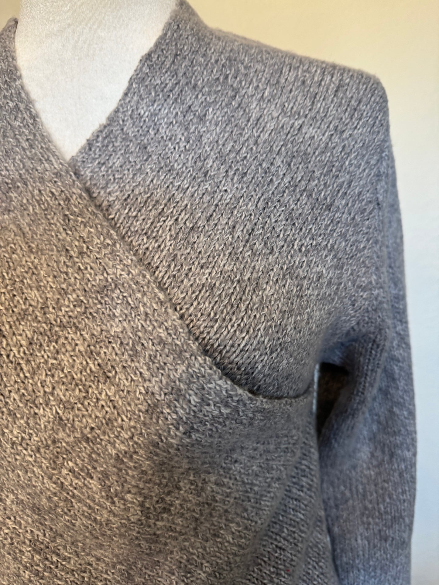 & Merci Gray Wrap Sweater