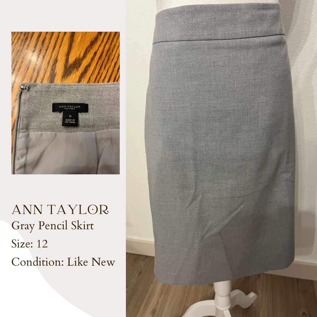 Ann Taylor Gray Pencil Skirt