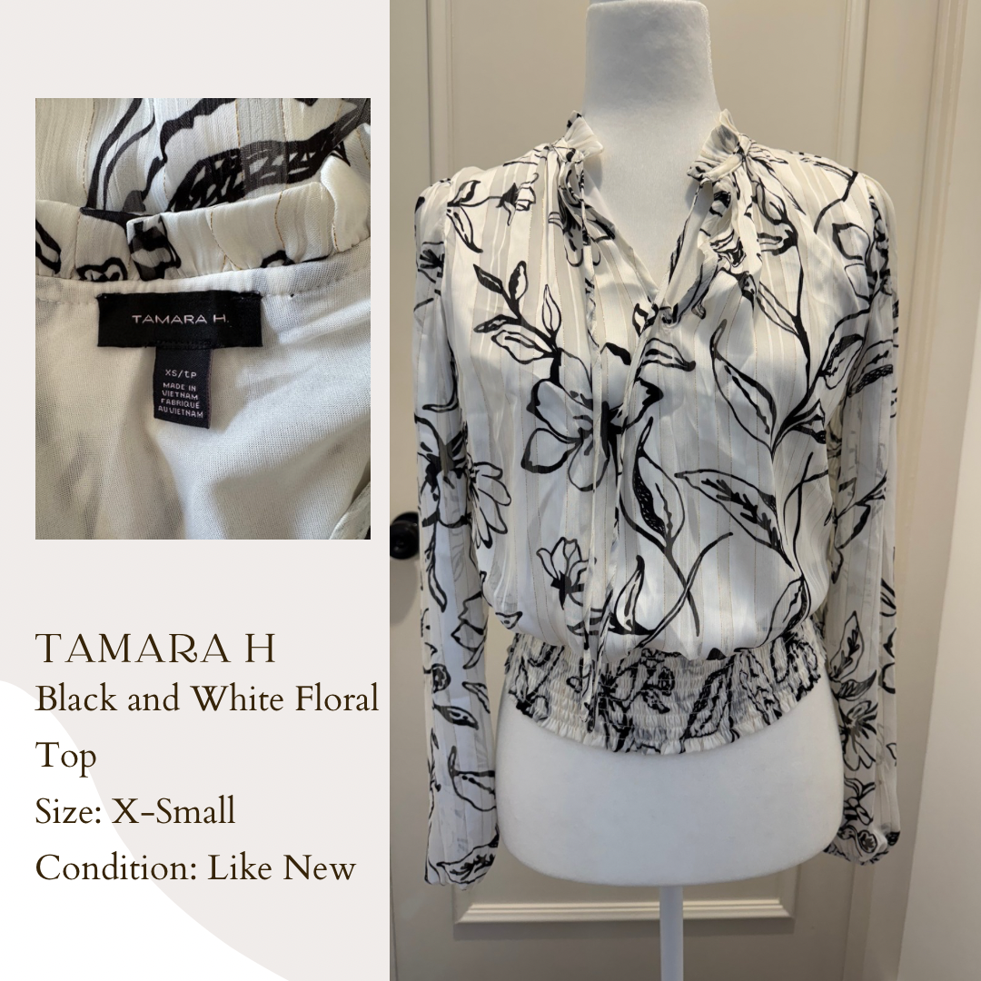 Tamara H Black and White Floral Top