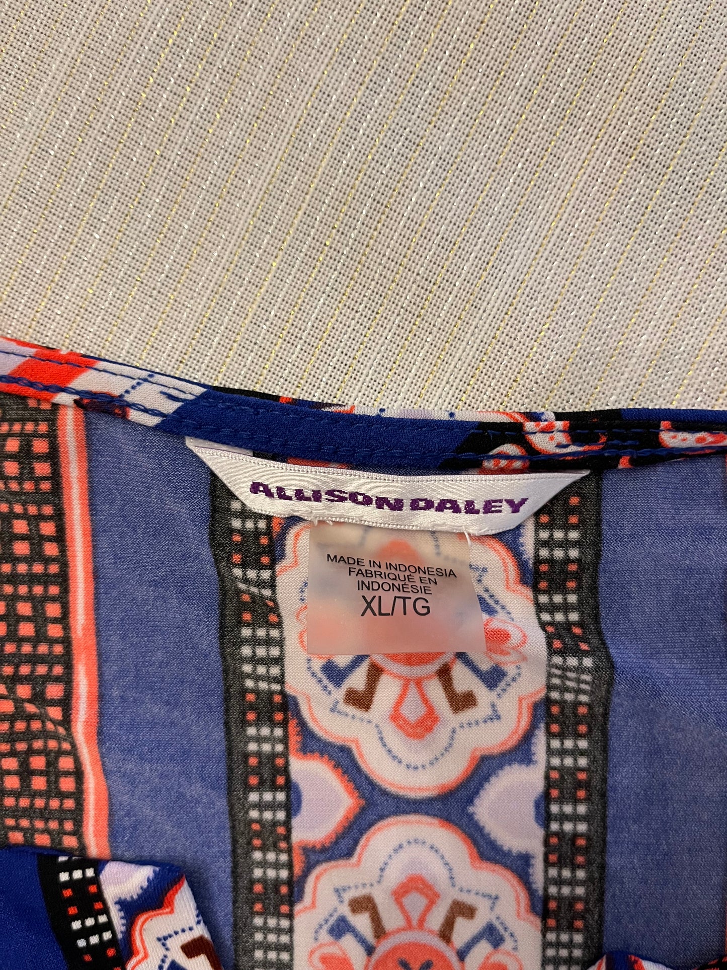 Allison Daley Royal Blue and Red Print Top