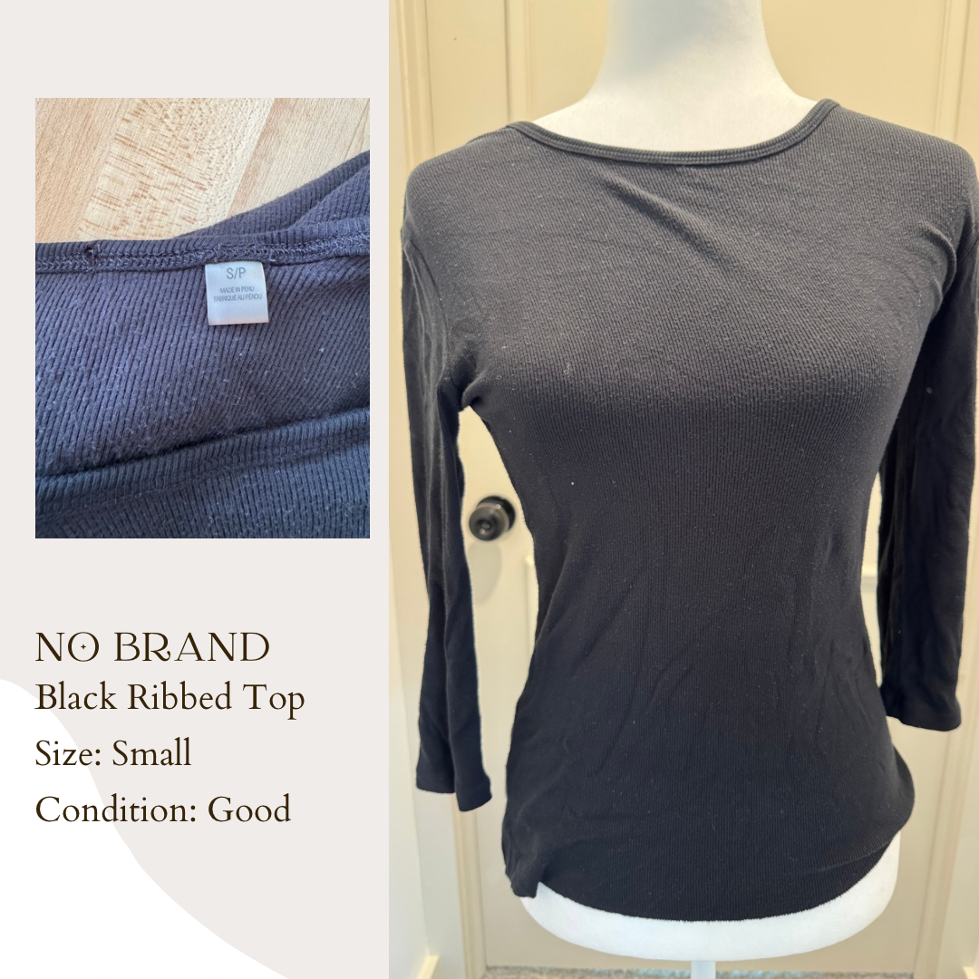 No Brand Black Ribbed Top