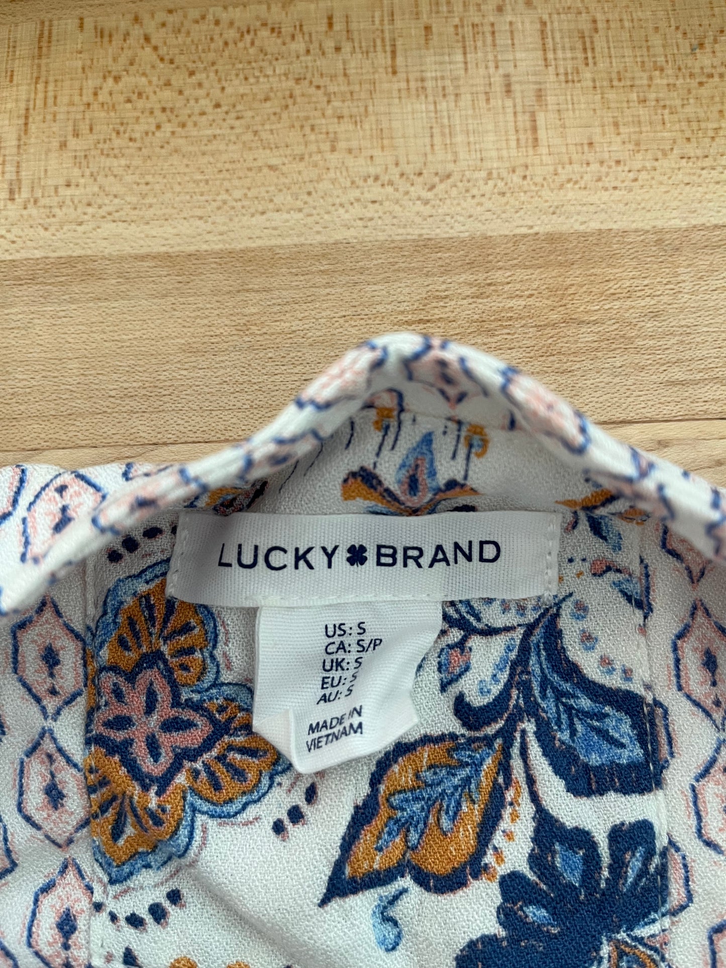 Lucky Brand White, Blue, & Mustard Floral Dress