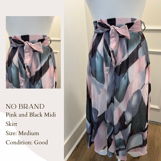 No Brand Pink and Black Midi Skirt