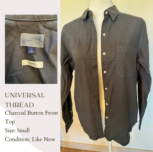 Universal Thread Charcoal Button Front Top