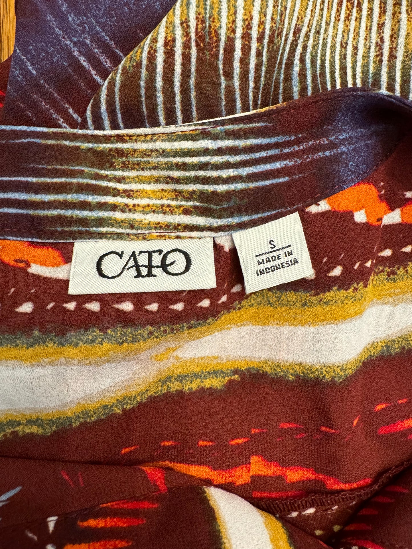 Cato Burgundy Tribal Print Top