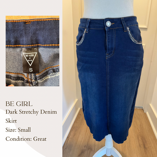 Be Girl Dark Stretchy Denim Skirt