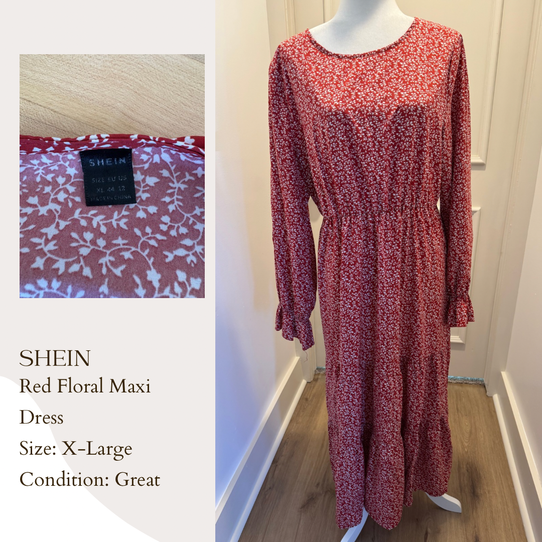 Shein Red Floral Maxi Dress