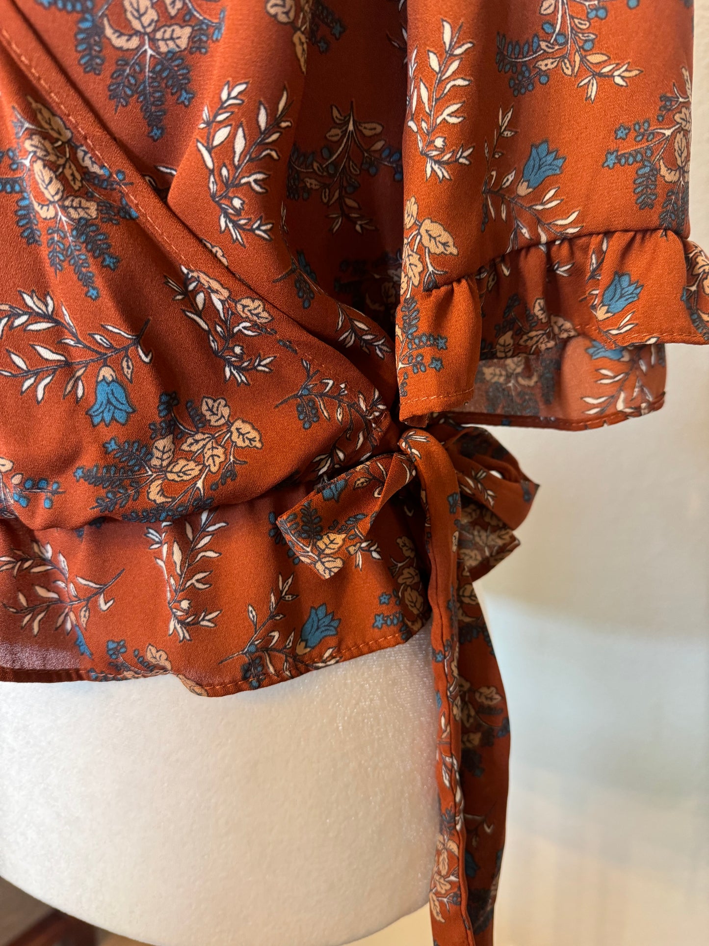 Sienna Sky Rust and Blue Floral Top